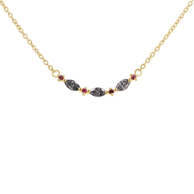 Náhrdelník s marquise salt and pepper diamanty a turmalíny Milli 132325