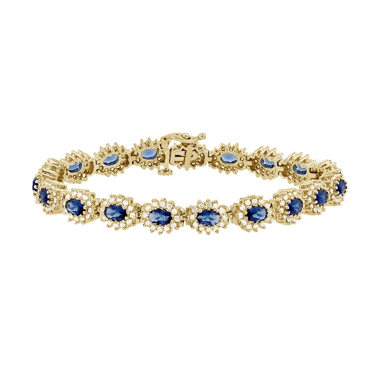 Luxusní náramek se safíry a diamanty ze žlutého zlata 85240