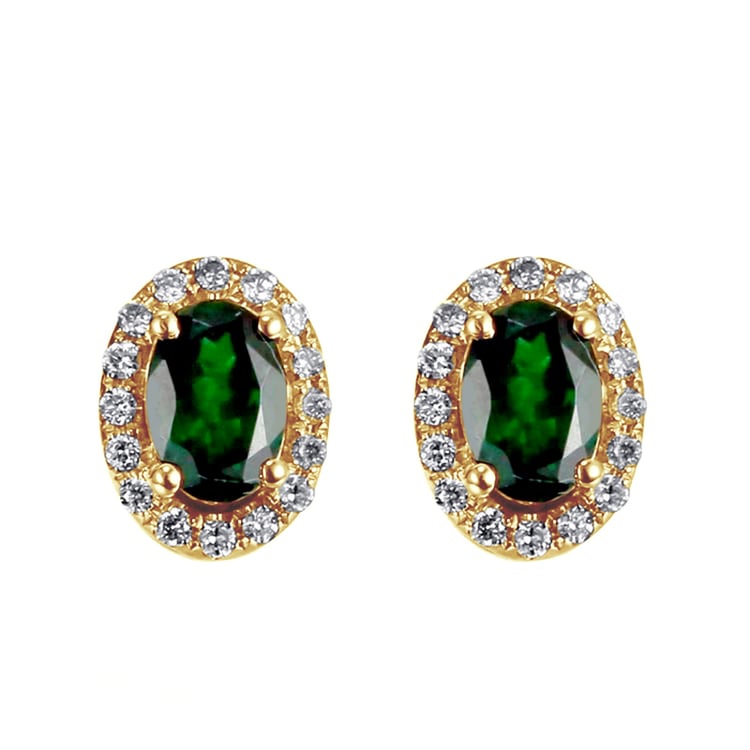 Zlaté náušnice s oválnými tsavorit granáty Angie