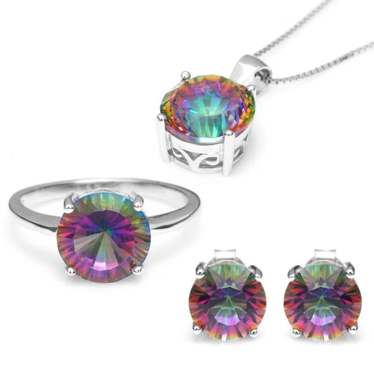 Stříbrná kolekce šperků s round duhovými topazy Gerrit