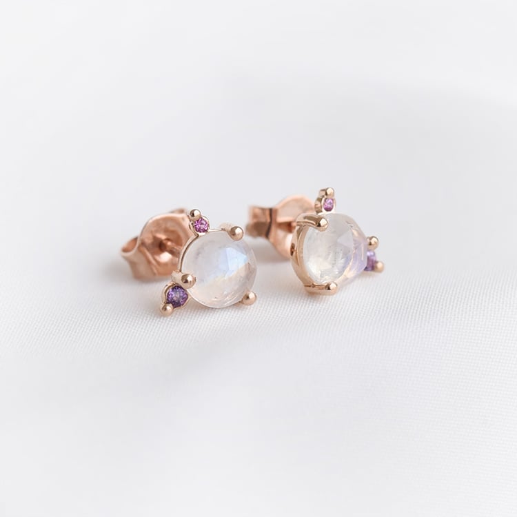 Zlaté náušnice s měsíčním kamenem 89801