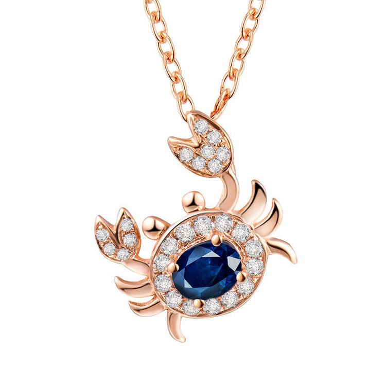 Zlatý náhrdelník se safírem a diamanty ve tvaru Raka Versa