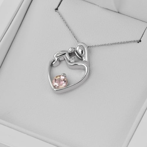 Přívěsek matka a dítě s morganitem a diamantem Ella
