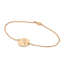 Zlatý náramek se znamením a granátem Kozoroh