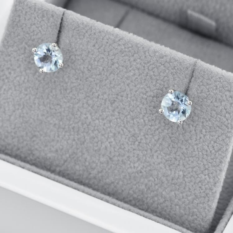 Náušnice s okrouhlými akvamaríny 43727