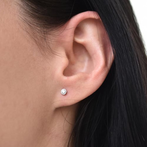 Zlaté bezel náušnice s 0.16ct diamanty Jehan