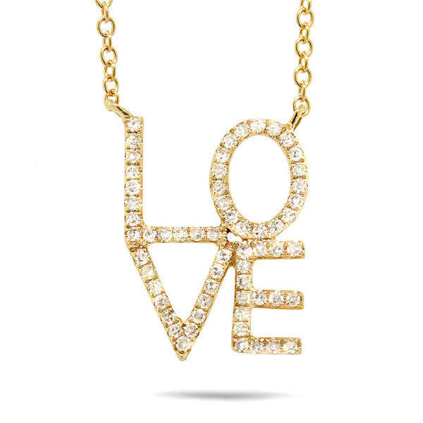Zlatý náhrdelník s diamanty love