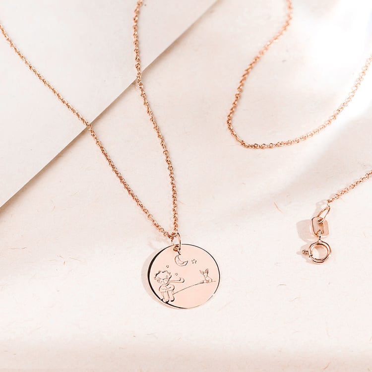 Zlatý přívěsek Malý princ s liškou a gravírem 157472