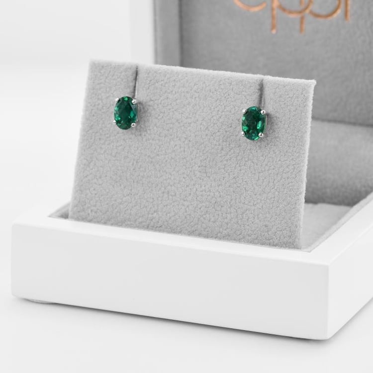 Zlaté náušnice s oválnými smaragdy 49973