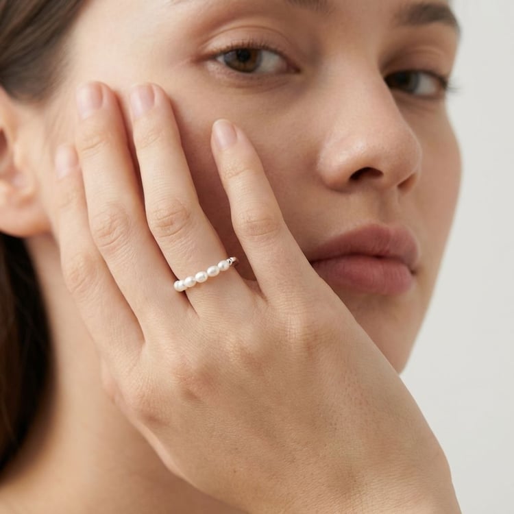 Stříbrný prsten s perlami Ariel 166415