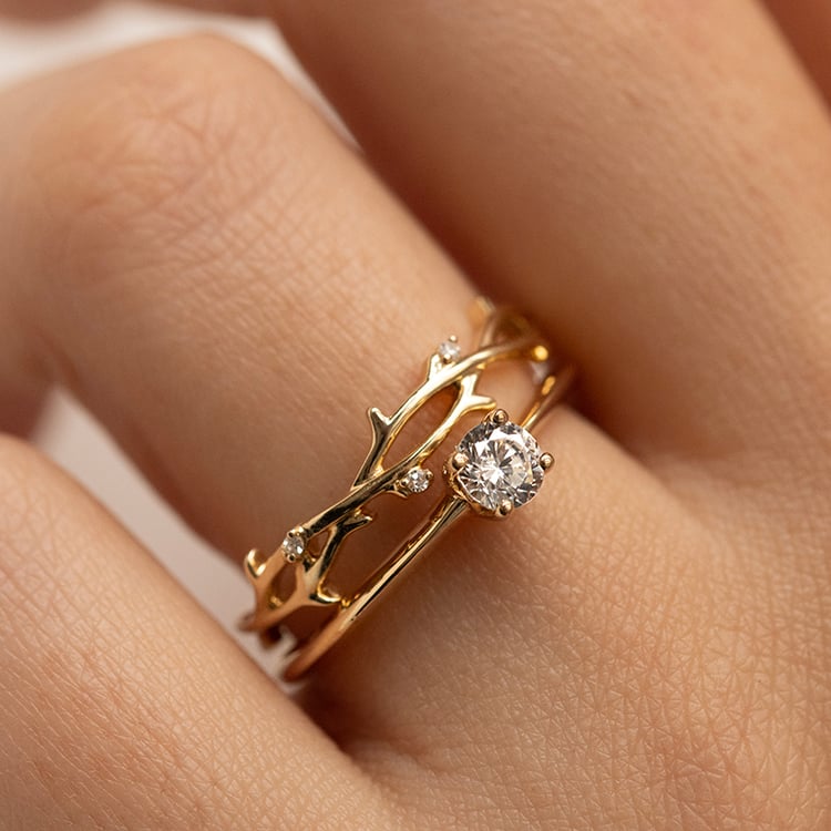 Něžný prsten ve tvaru větviček s lab-grown diamanty Hamana 149282