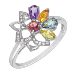 Zlatý prsten plný barevných drahokamů Dye