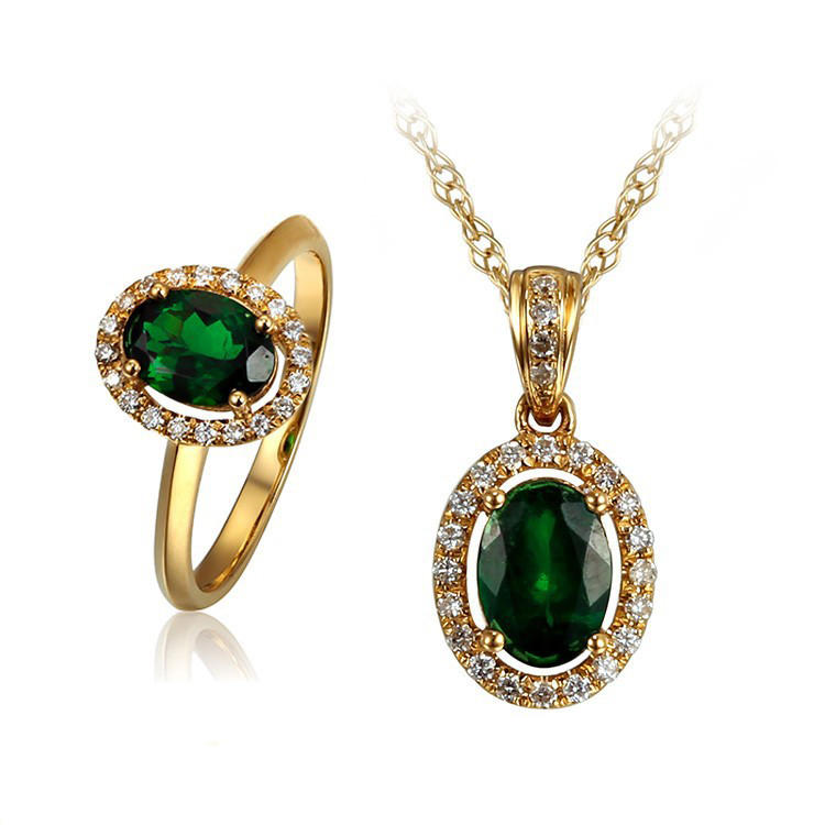 Zlatá souprava šperků s tsavorit granáty