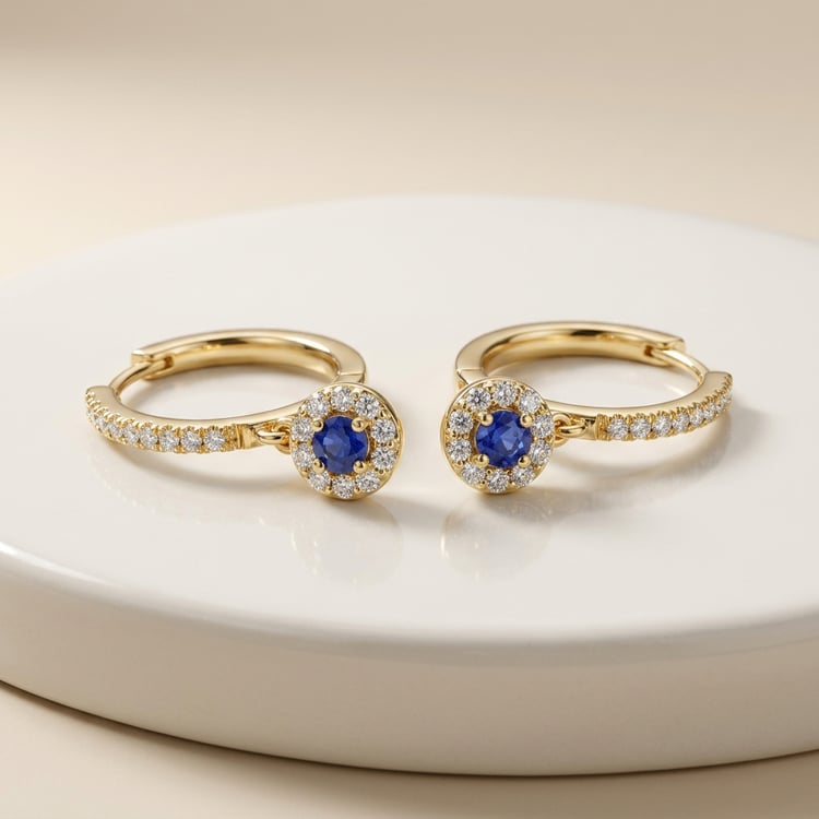 Půvabné stříbrné náušnice s modrými safíry a lab-grown diamanty Donna 171088