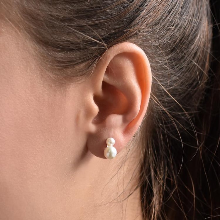 Stylové dvojité perlové náušnice 38078