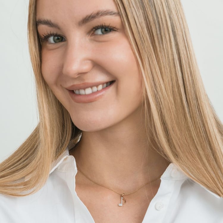 Zlatý přívěsek s lab-grown diamantem ve tvaru noty 163709