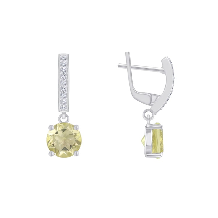 Stříbrné visací náušnice s citrónovými topazy a zirkony Claret 60192