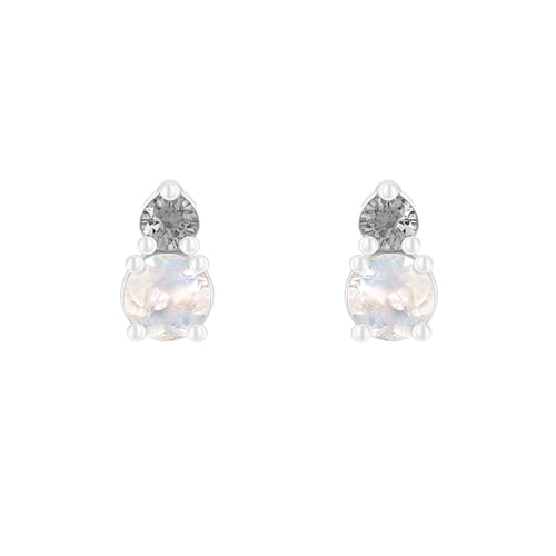 Náušnice s měsíčními kameny a salt and pepper diamanty Josse