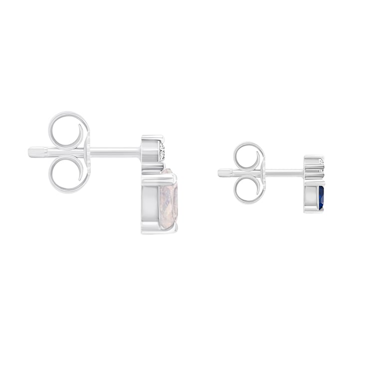 Cluster náušnice s měsíčním kamenem, safírem a diamanty ze zlata 89897