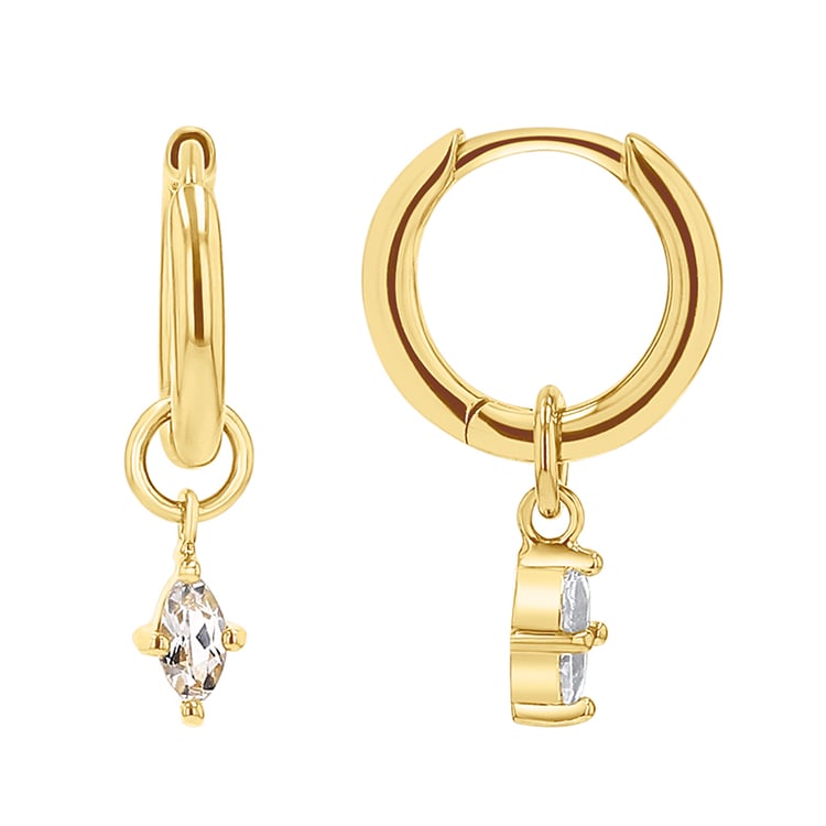 Stříbrné kruhové náušnice 2v1 s bílými topazy Savitri 143331