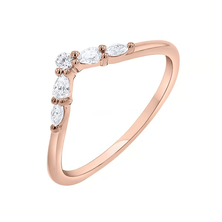 Vykrojený rozvodový prsten s round, pear a marquise lab-grown diamanty Iman