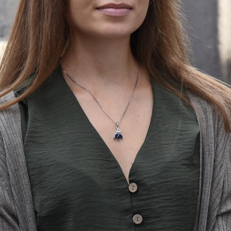 Stříbrný náhrdelník se safíry a zirkony Sigrid 49321