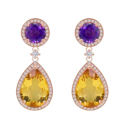 Náušnice s citríny a ametysty Mahal