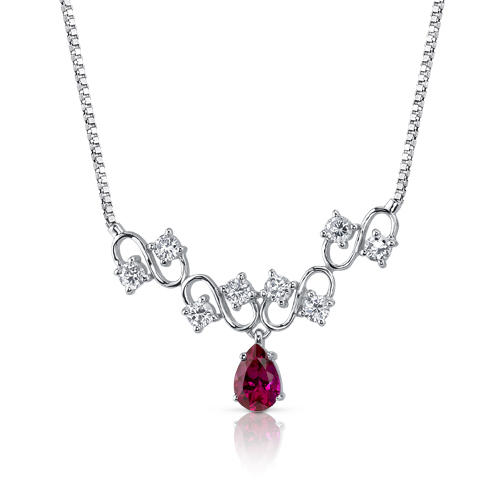 Stříbrný náhrdelník s rubínem 3350
