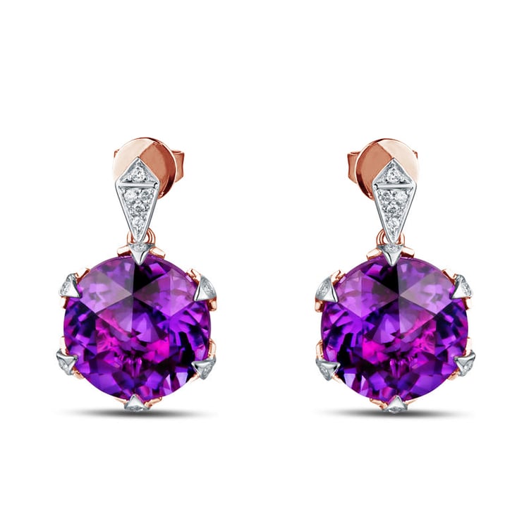 Ametystové náušnice z růžového zlata Isabella