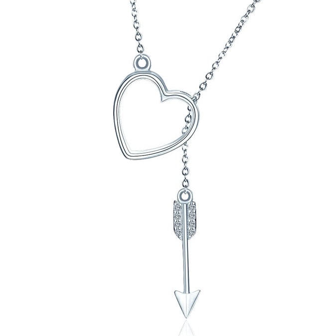 Stříbrné srdce proostřelené šípem se zirkony Amoremio