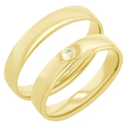 Snubní prsteny ze zlata se srdcem a diamantem Maline