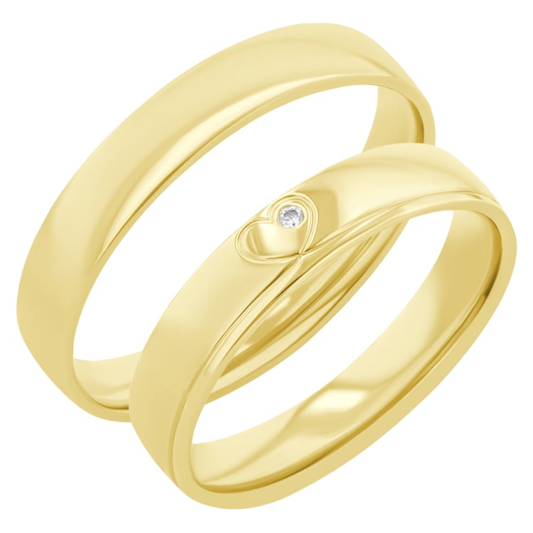 Snubní prsteny ze zlata se srdcem a diamantem Maline 117774