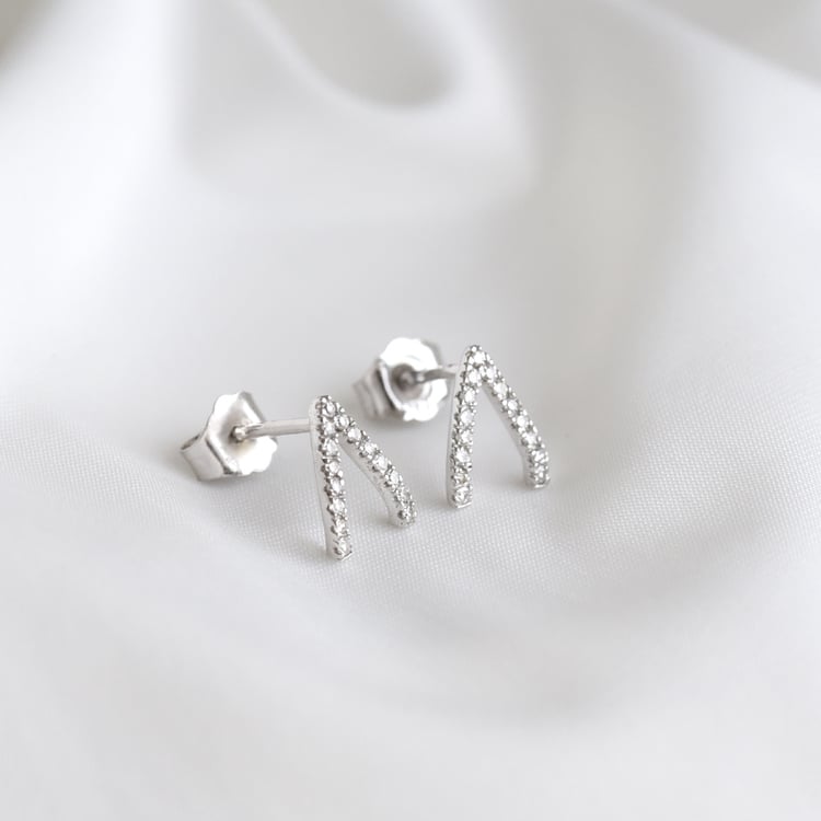 Stříbrné náušnice s lab-grown diamanty Wishbone 104200