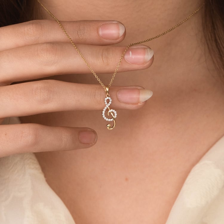 Zlatý přívěsek s lab-grown diamantem ve tvaru houslového klíče 165687