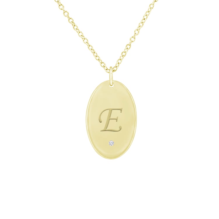 Zlatý přívěsek s diamantem a gravírem písmene E