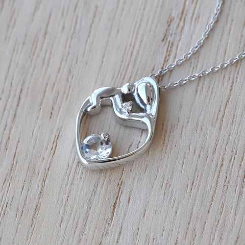 Platinový přívěsek matka a dítě s GIA certifikovaným diamantem Ella
