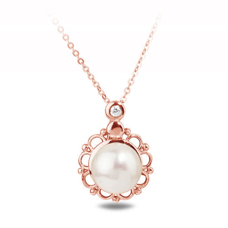 Květinový přívěsek s perlou a diamantem 76838
