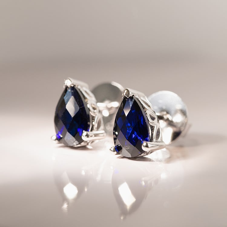 Stříbrné náušnice s modrými safíry Nandika 119824