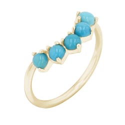 Vykrojený zlatý prsten s tyrkysy Casey