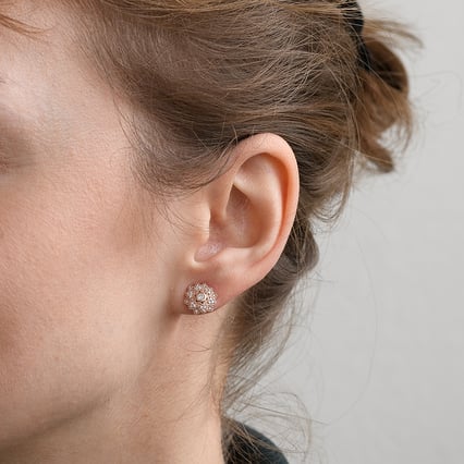 Stříbrné náušnice květiny s lab-grown diamanty Bethel