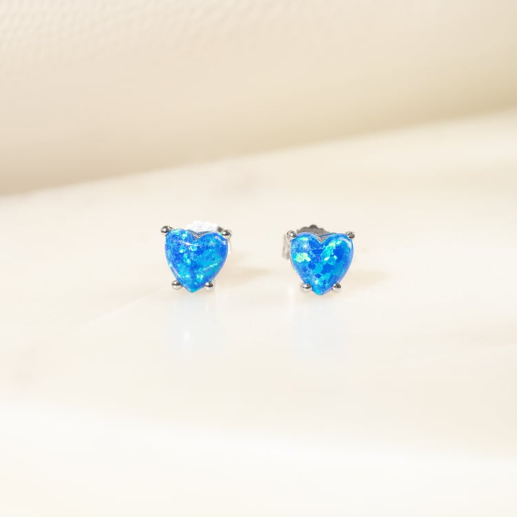 Modrá opálová srdíčka ve zlatých náušnicích Kaciah 141568