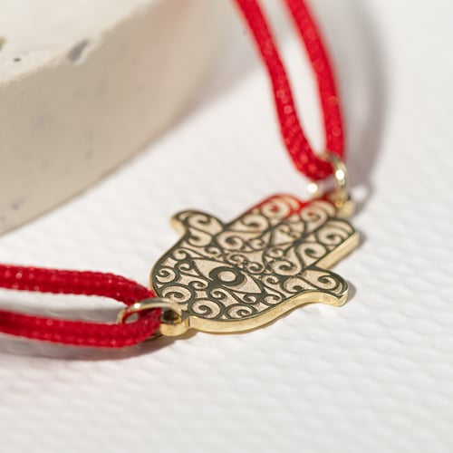 Šňůrkový jóga náramek se symbolem Hamsa