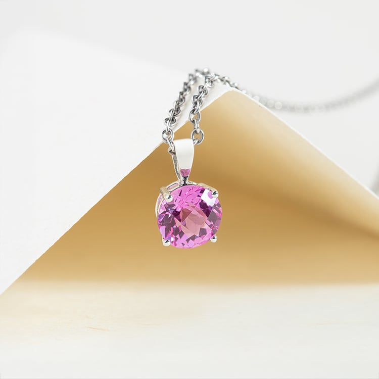 Růžový safír ve zlatém přívěsku Icy 150088