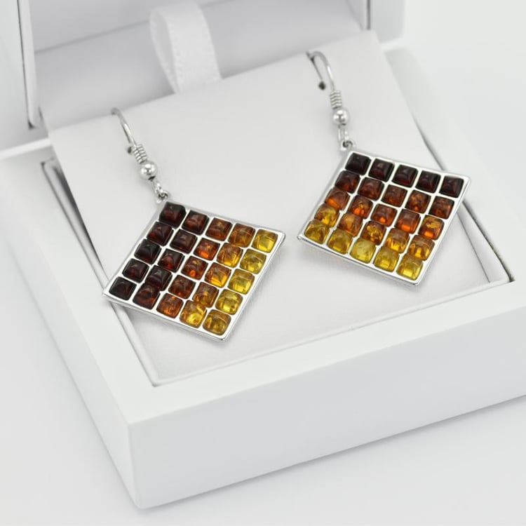 Stříbrné náušnice s jantary 15200