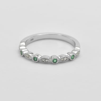 Zlatý eternity prsten se smaragdy a diamanty a pánský plochý Harieta