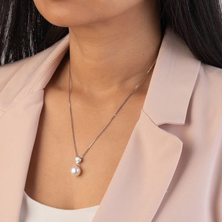 Stříbrný perlový přívěsek s lab-grown opálem Romney 142682