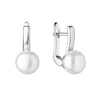 Stříbrné visací náušnice s bílými perlami Imala