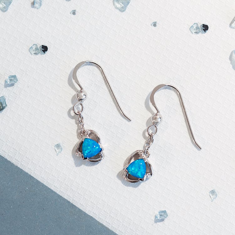 Stříbrné visací náušnice s modrými opály Louis 109310