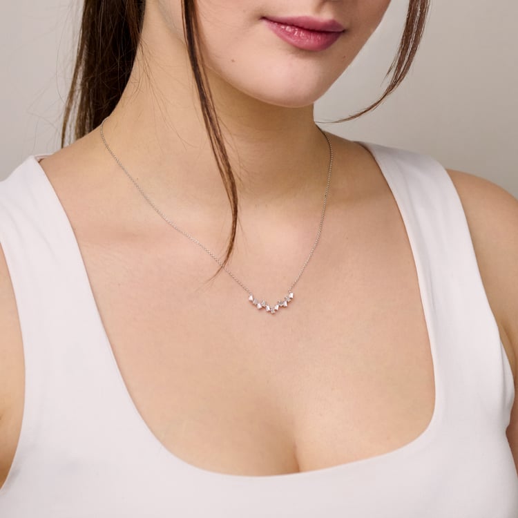 Moderní zlatý náhrdelník s baguette lab-grown diamanty Parvati 165420