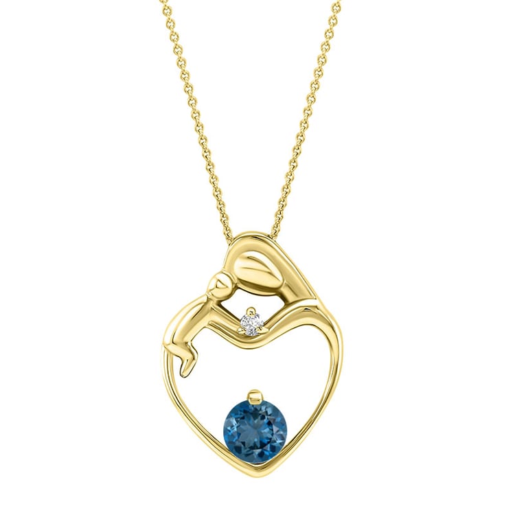 Zlatý náhrdelník matka a dítě s topazem 25182